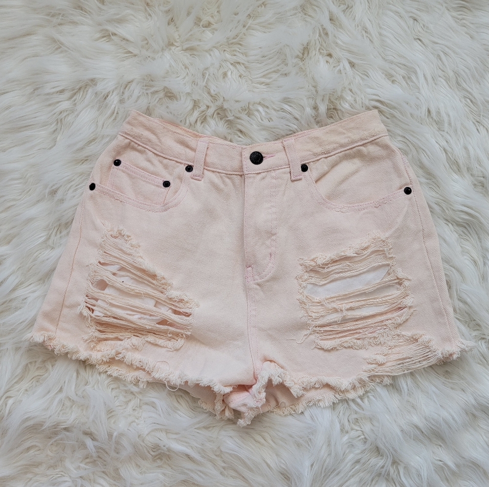 Light Pink High Waisted Denim Shorts